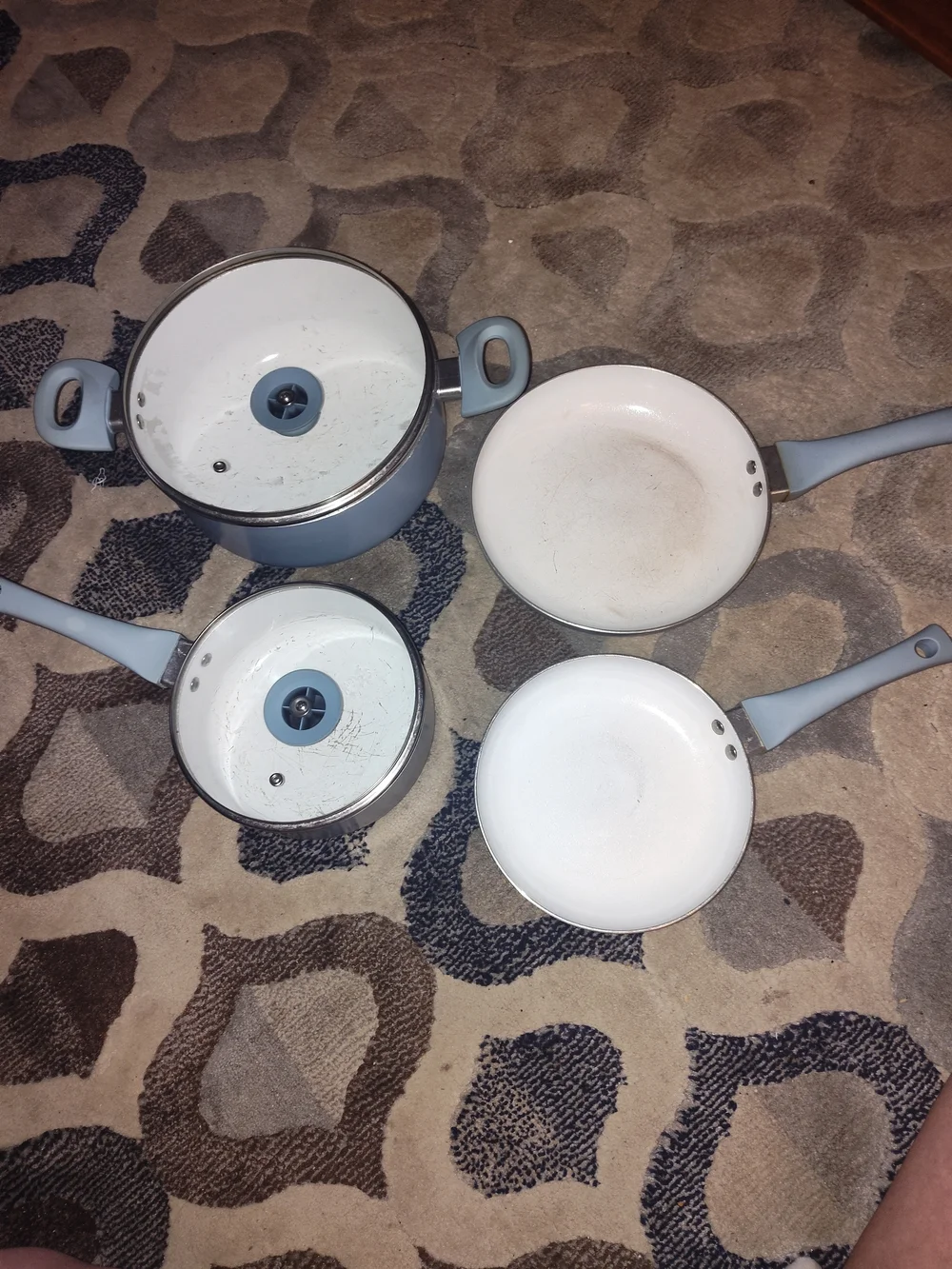 Light Blue Nonstick Saucepan Set with Lids - Home Kitchen